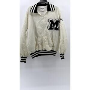 DELONG Women's White-Navy Vintage Varsity Cheerleader Jacket SZ XL